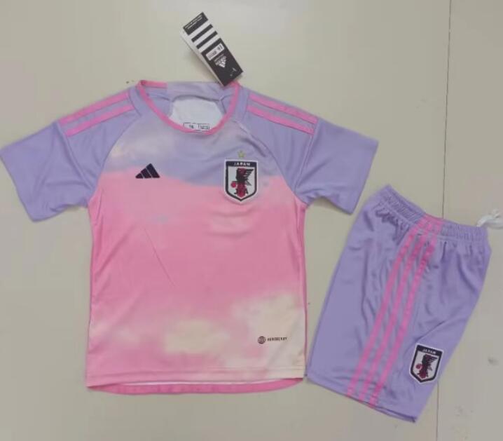 Japan 2023/24 Pink Kids Soccer Kit Children Shirt And Shorts