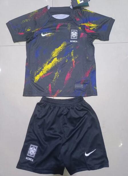 South Korea 2022 World Cup Away Kids Soccer Kit Children Shirt And Shorts