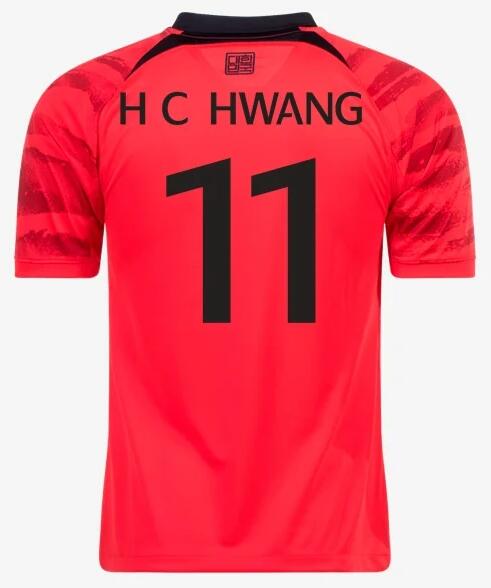 Korea 2022 World Cup Home 11 H C Hwang Shirt Soccer Jersey