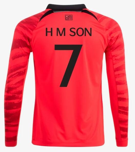 Korea 2022 World Cup Home 7 H M Son Long Sleeved Shirt Soccer Jersey