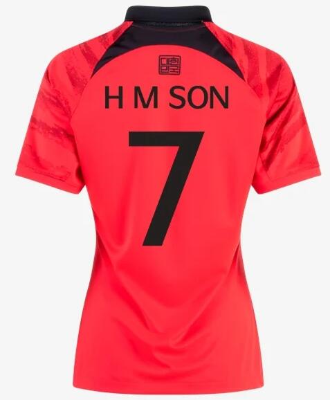 Korea 2022 World Cup Home 7 H M Son Women Shirt Soccer Jersey