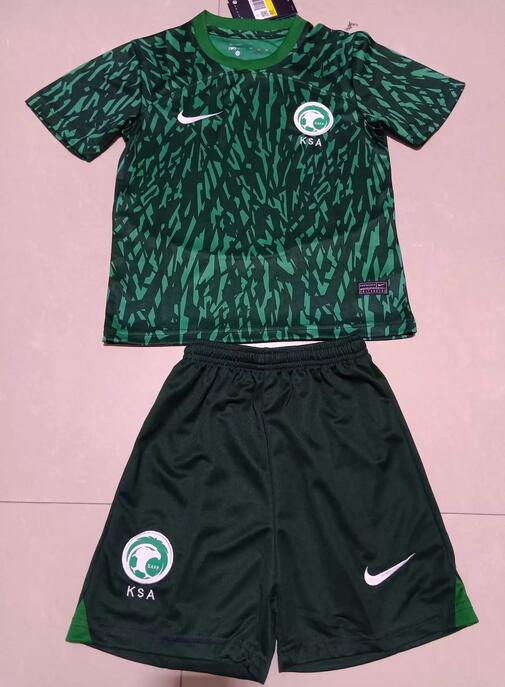 Saudi Arabia 2022 World Cup Away Kids Soccer Kit Children Shirt And Shorts