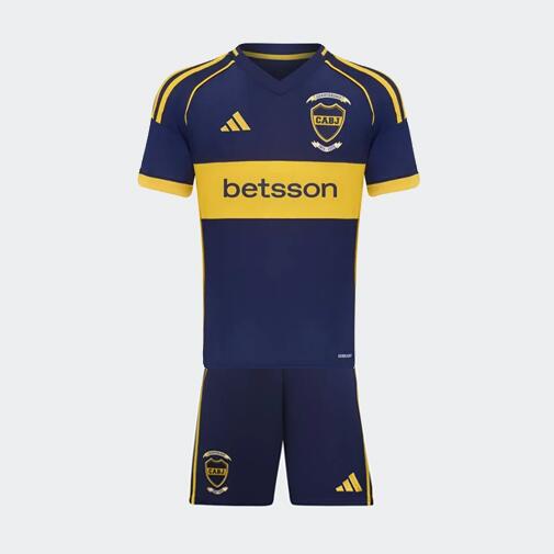Boca Juniors 2025/26 Home Kids Soccer Team Kit Children Shirt + Shorts