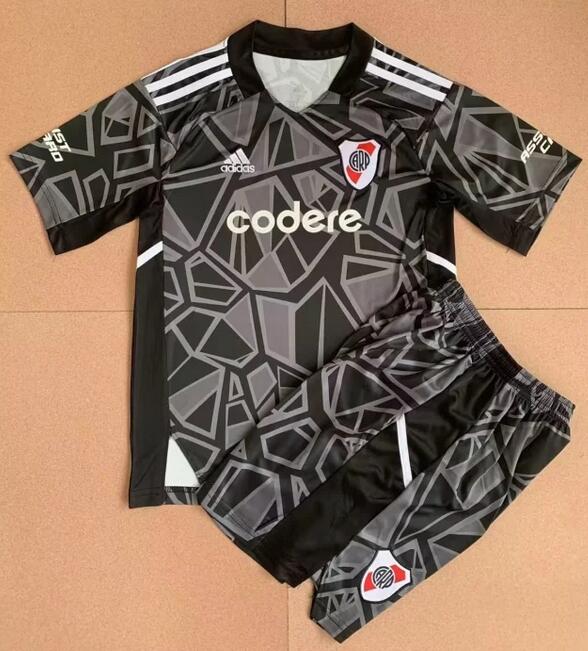 River Plate 2022/23 Goalkeeper Black Kids Soccer Jersey Kit Children Shirt + Shorts