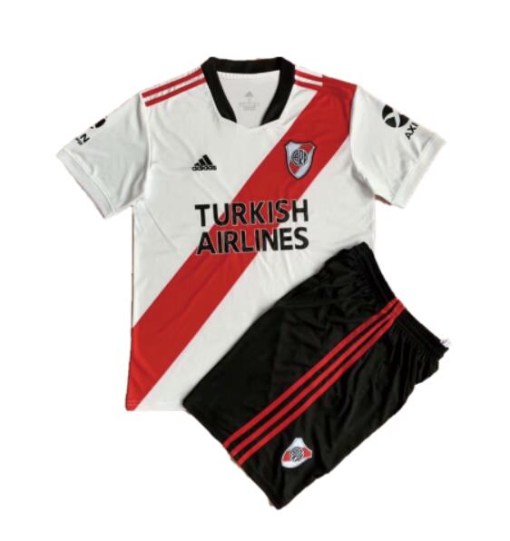 River Plate 2021/22 Home Kids Soccer Jersey Kit Children Shirt + Shorts