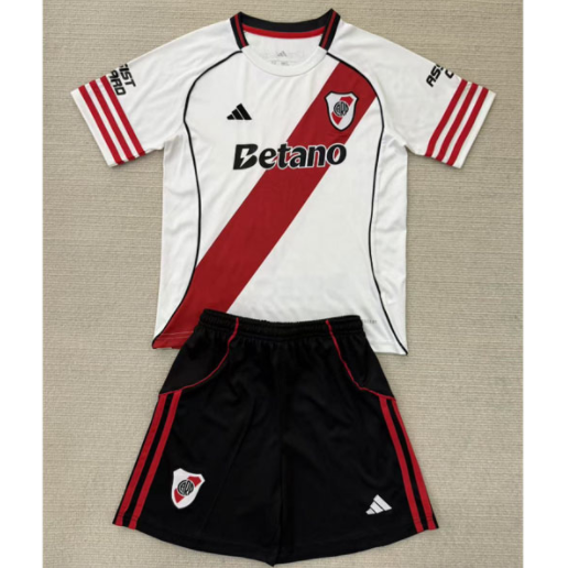 River Plate 2025/26 Home Kids Soccer Kit Children Shirt + Shorts
