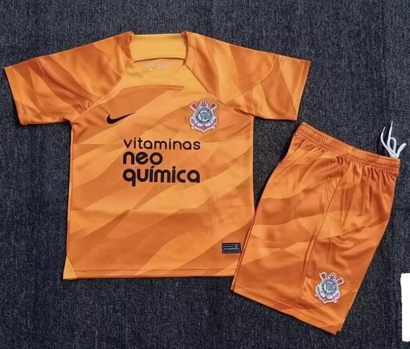 Corinthians 2023/24 Goalkeeper Orange Kids Soccer Suits Children Kit
