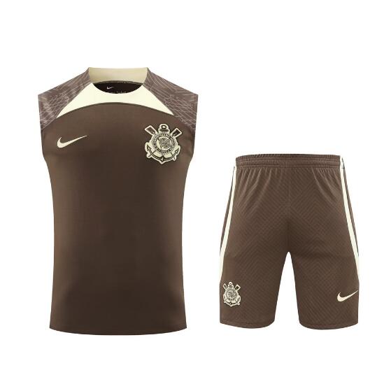 Corinthians 2024/25 Black Training Vest Uniforms (Shirt+Shorts)