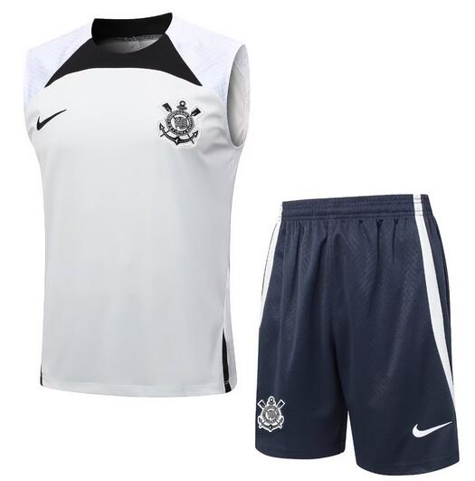 Corinthians 2024/25 White Training Vest Uniforms (Shirt+Shorts)