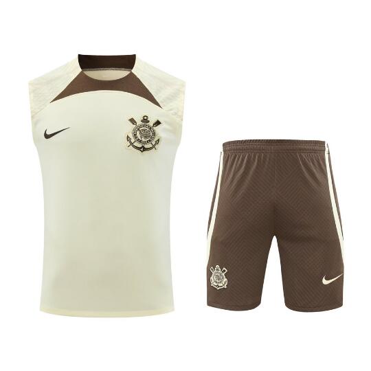 Corinthians 2024/25 Yellow Training Vest Uniforms (Shirt+Shorts)