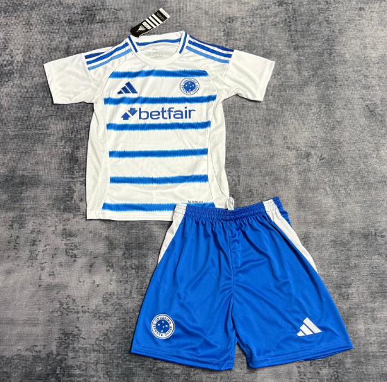Cruzeiro 2025/26 Away Kids Soccer Jersey Kit Children Shirt + Shorts