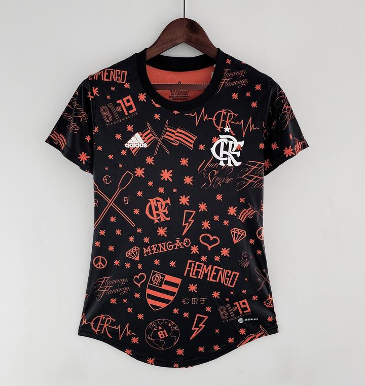 CR Flamengo 2022/23 Black Red Women Pre-Game Training Shirt