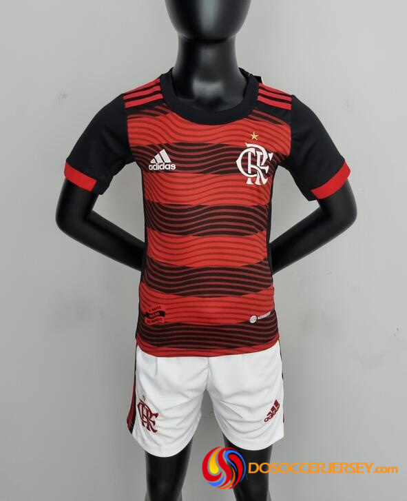 Flamengo 2022/23 Home Kids Soccer Kits Children Shirt And Shorts