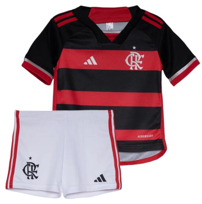 Flamengo 2024/25 Home Kids Soccer Kits Children Shirt And Shorts
