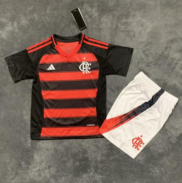 CR Flamengo 2025/26 Home Kids Soccer Kits Children Shirt And Shorts