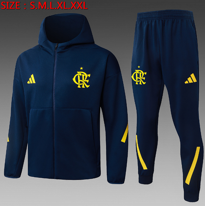 CR Flamengo 2025/26 Black Training Suit (Hoodie Jacket+Trouser)