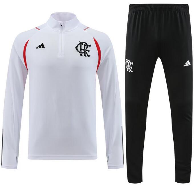 CR Flamengo 2023/24 White Training Suits (Sweatshirt+Trousers)