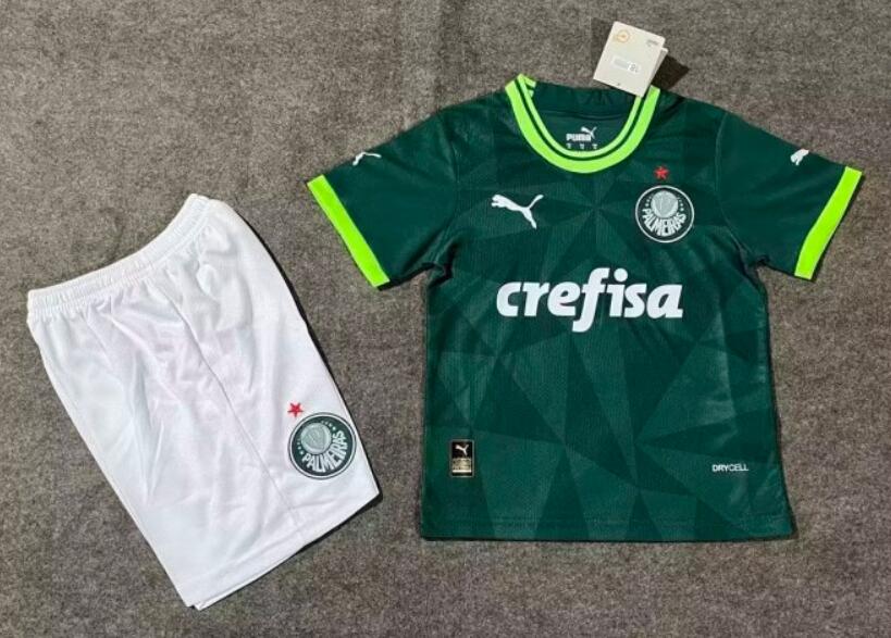 Palmeiras 2023/24 Home Kids Soccer Jersey Uniforms Children Shirt + Shorts