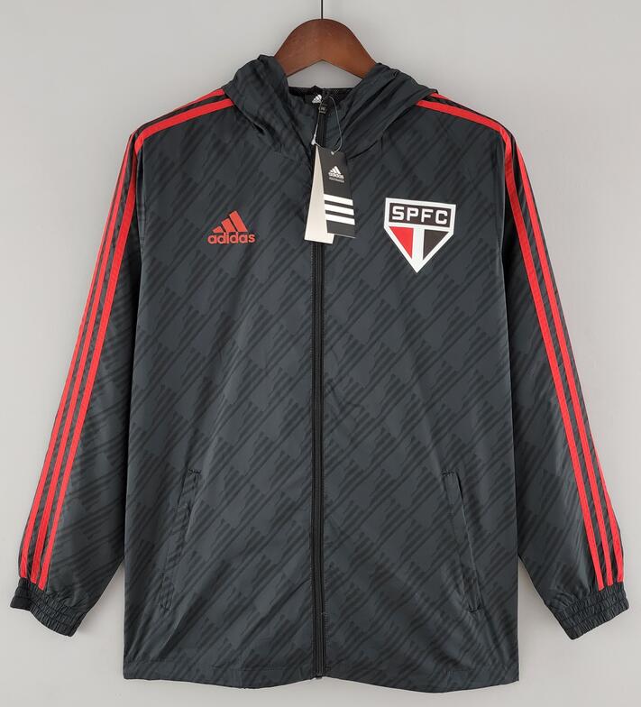 Sao Paulo FC 2022/23 Black Red Stripe Windbreaker Jacket