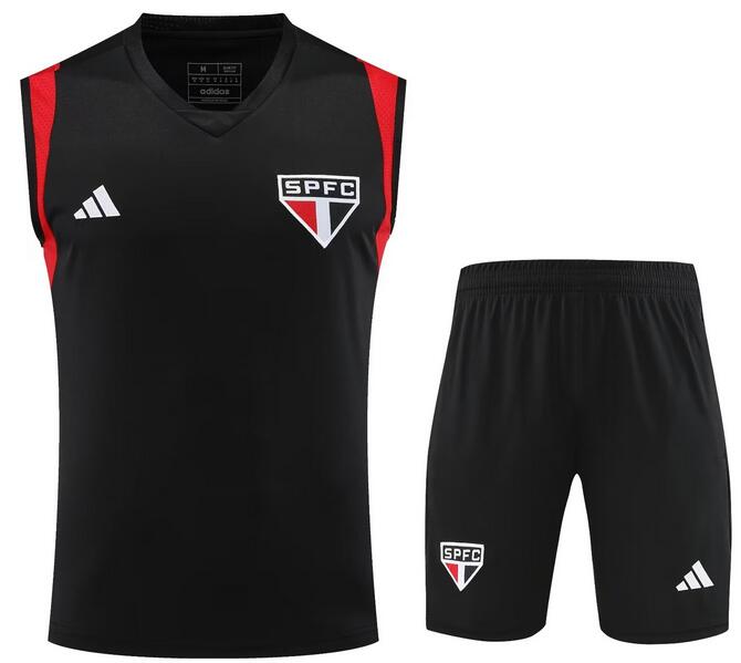 Sao Paulo 2023/24 Black Vest Training Uniforms (Shirt+Shorts)
