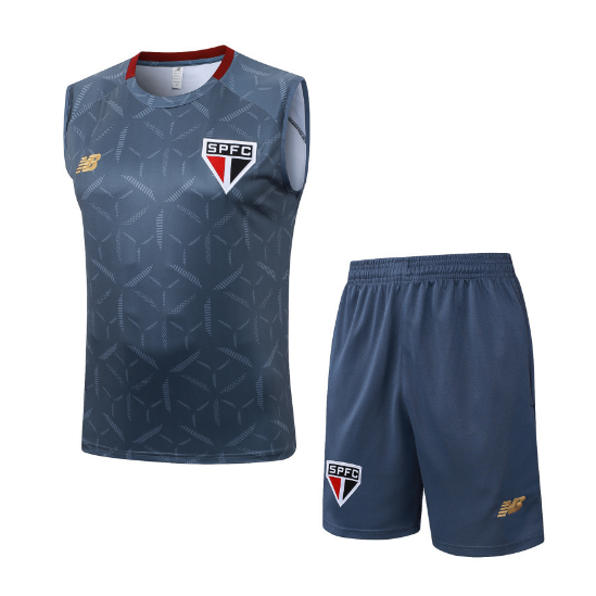 Sao Paulo 2025/26 Grey Vest Training Uniforms (Shirt+Shorts)