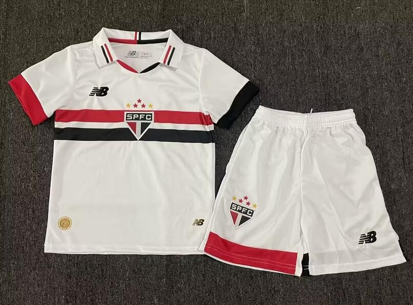 Sao Paulo FC 2024/25 Home Kids Soccer Kit Children Shirt + Shorts