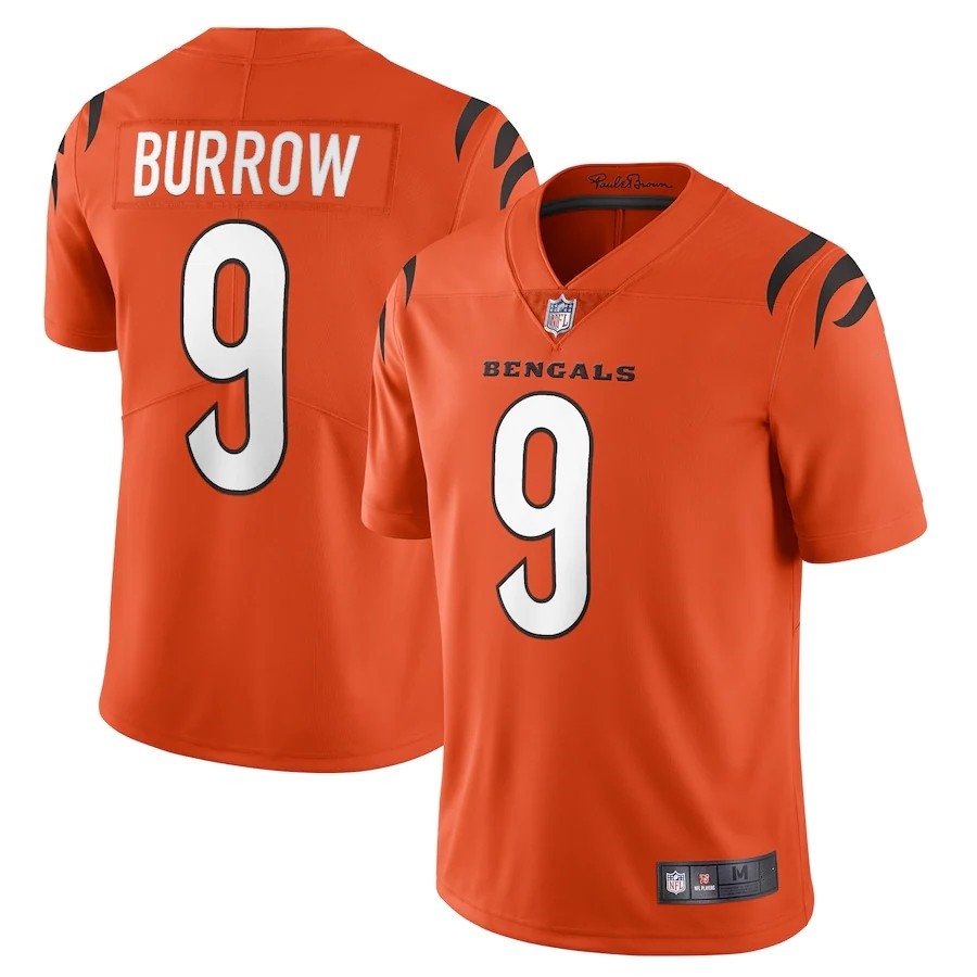 Cincinnati Tigers Cincinnati Bengals Rugby Orange Jersey No. 9 Joe Burrow Jersey Men