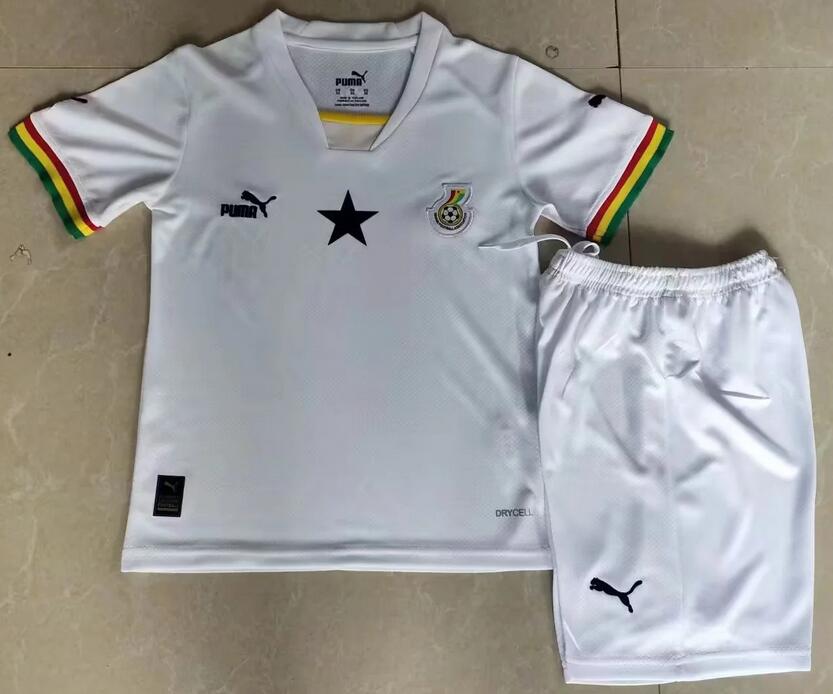 Ghana 2022 World Cup Home Kids Soccer Kit Children Shirt And Shorts