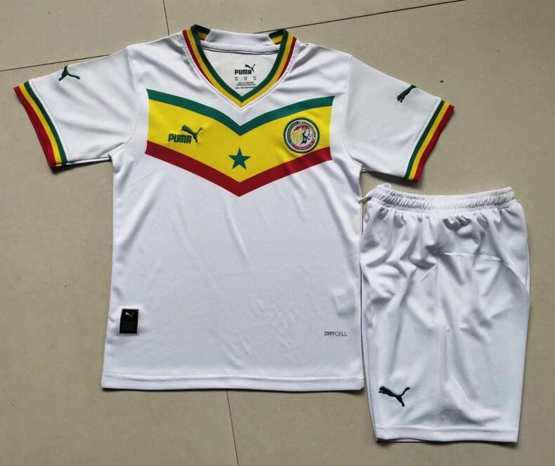 Senegal 2022 World Cup Home Kids Soccer Kit Children Shirt And Shorts