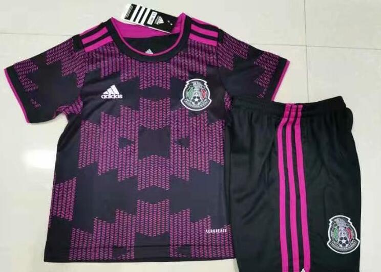 Mexico 2021 Home Kids Soccer Kit Children Shirt And Shorts