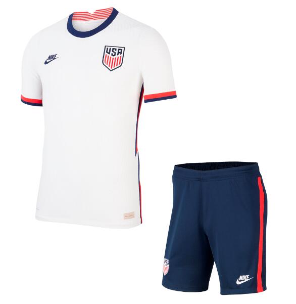 USA 2020 Home Kids Soccer Jersey Kit Children Shirt + Shorts