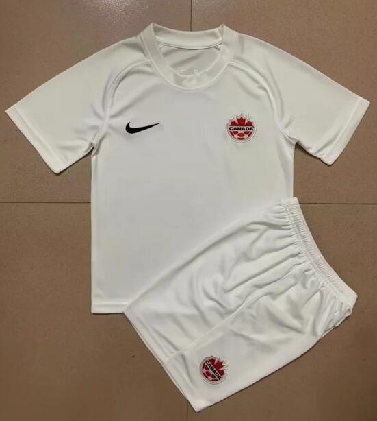 Canada 2022 World Cup Away Kids Soccer Jersey Kit Children Shirt + Shorts