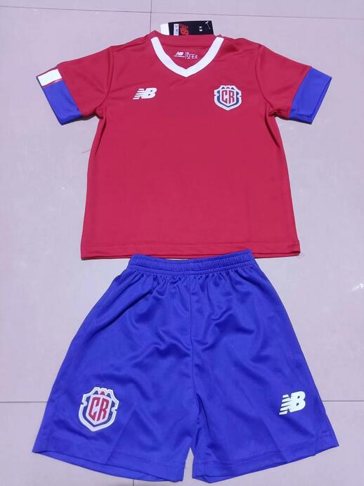 Costa Rica 2022 FIFA World Cup Home Kids Soccer Kit Children Shirt + Shorts