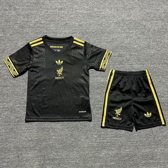 Mexico 2025 Gold Cup Kids Black Soccer Kit Children Shirt + Shorts