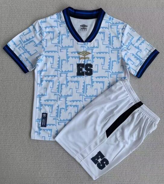 El Salvador 2023/24 Away Kids Soccer Kit Children Shirt + Shorts