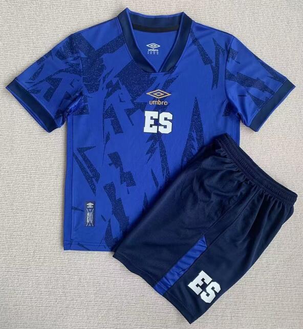 El Salvador 2023/24 Home Kids Soccer Kit Children Shirt + Shorts