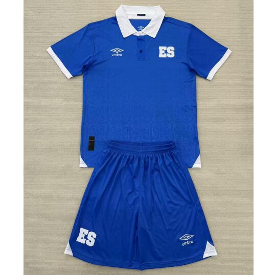El Salvador 2025/26 Home Kids Soccer Kit Children Shirt + Shorts