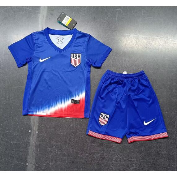 USA 2024/25 Away Kids Soccer Jersey Kit Children Shirt + Shorts