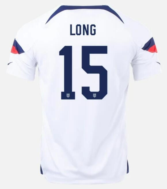 USA 2022 World Cup Home 15 AARON LONG Shirt Soccer Jersey