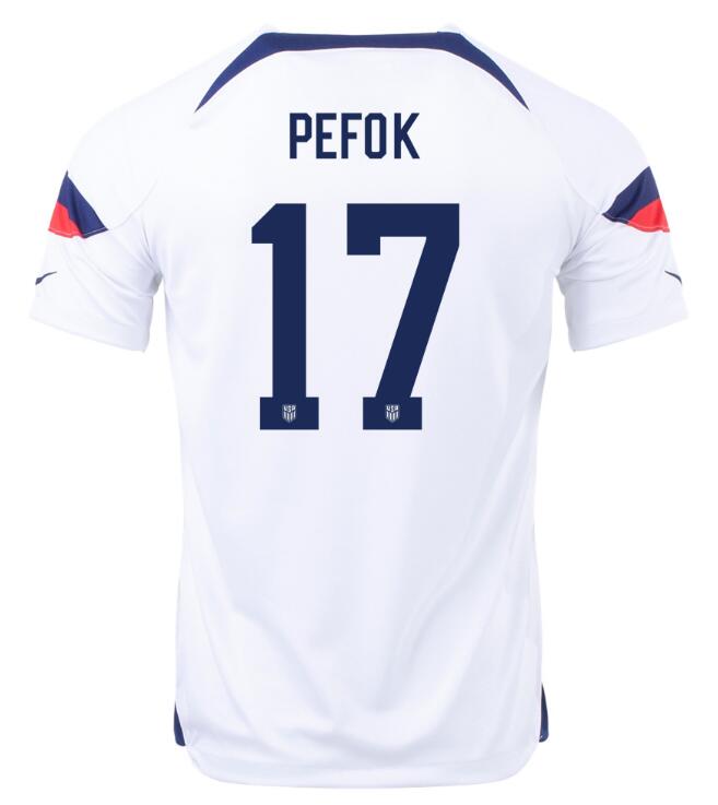 USA 2022 World Cup Home 17 JORDAN PEFOK Shirt Soccer Jersey