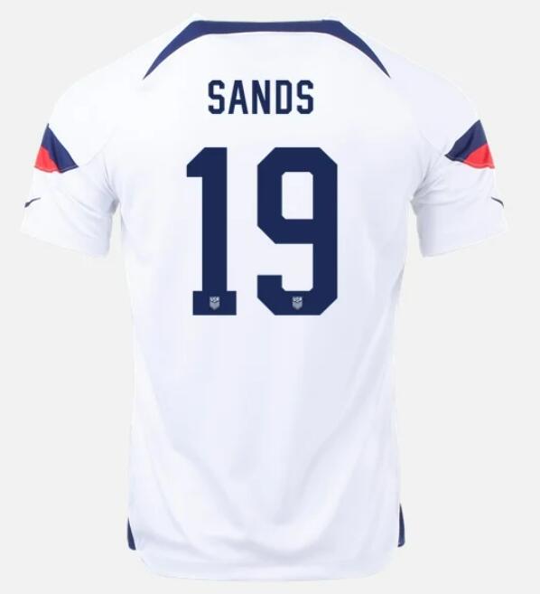 USA 2022 World Cup Home 19 JAMES SANDS Shirt Soccer Jersey