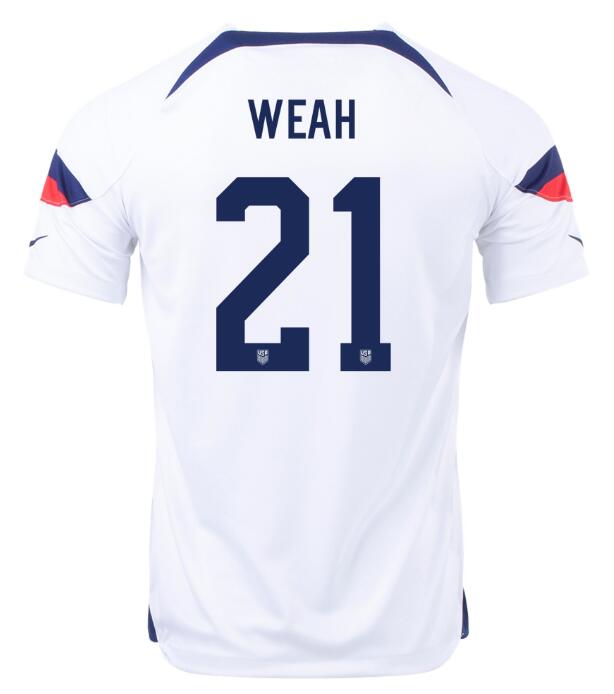 USA 2022 World Cup Home 21 TIMOTHY WEAH Shirt Soccer Jersey