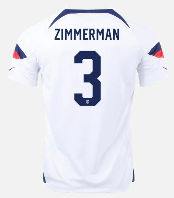 USA 2022 World Cup Home 3 WALKER ZIMMERMAN Shirt Soccer Jersey