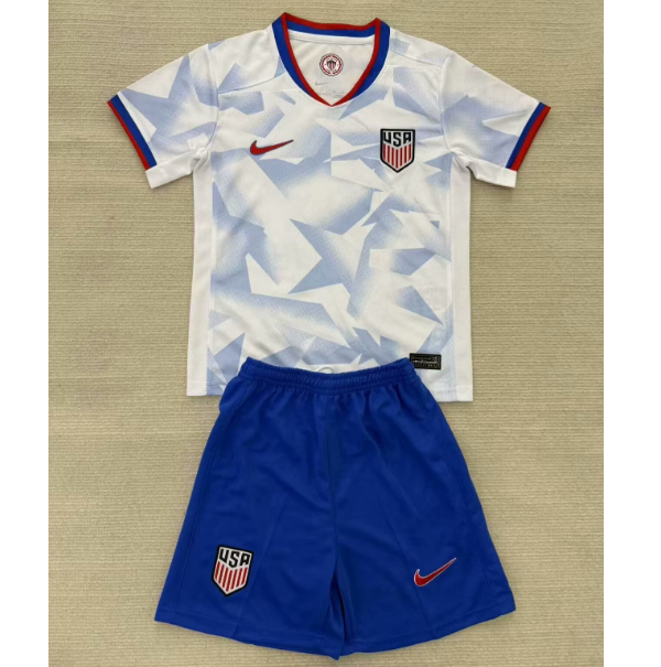 USA 2025/26 Home Kids Soccer Team Kit Children Shirt + Shorts