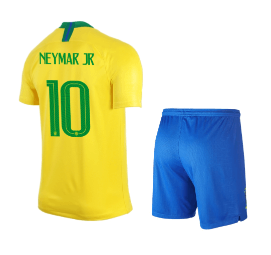 Brazil 2018 World Cup Home Neymar Jr Soccer Jersey Uniform (Shirt+Shorts)