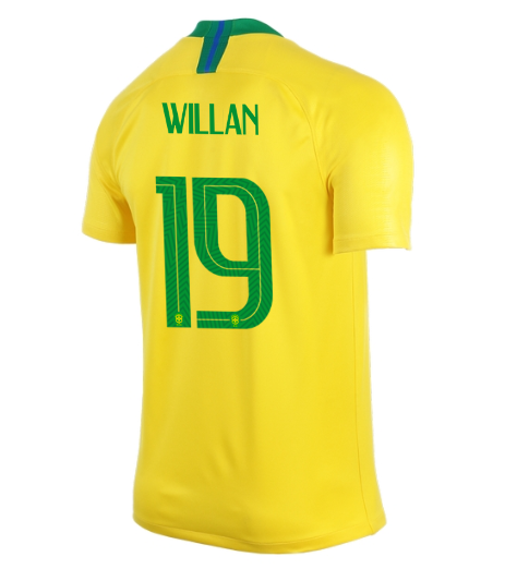 Brazil 2018 World Cup Home Willian Borges Shirt Soccer Jersey