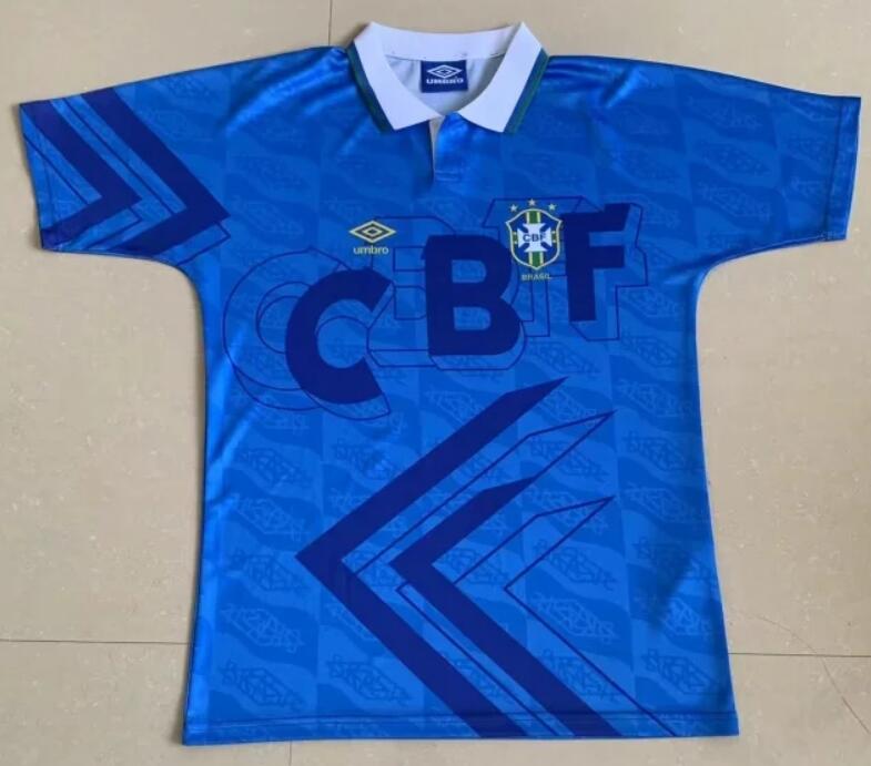 Brazil 1992 Away Retro Blue Shirt Soccer Jersey