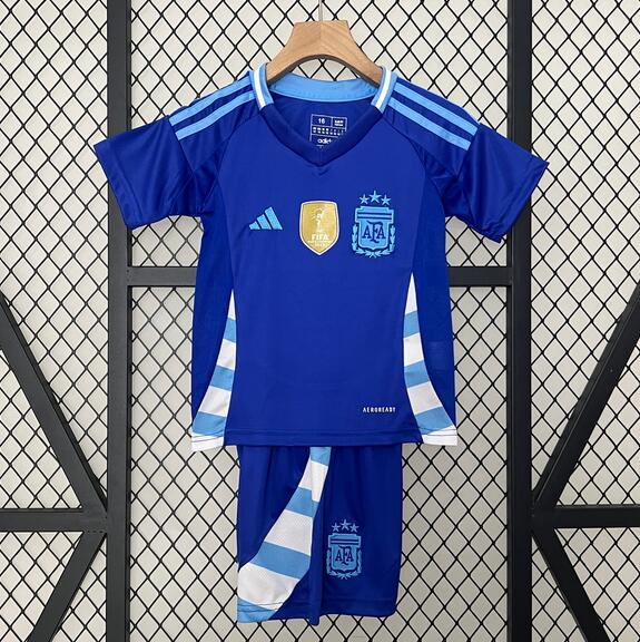 Argentina 2024/25 Kids Away Soccer Kit Children Shirt And Shorts Kids
