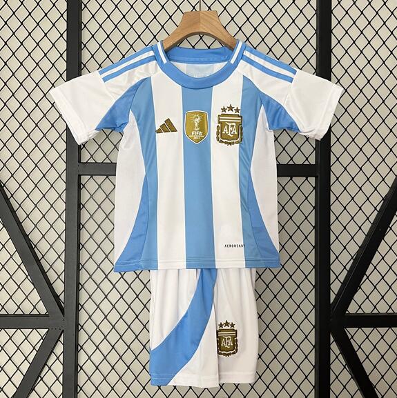 Argentina 2024/25 Kids Home Soccer Kit Children Shirt And Shorts Kids