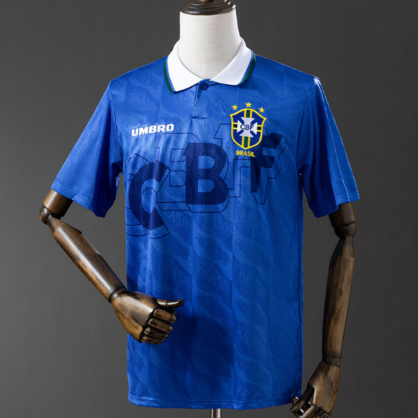 Brazil 1992 Away Retro Blue Shirt Soccer Jersey